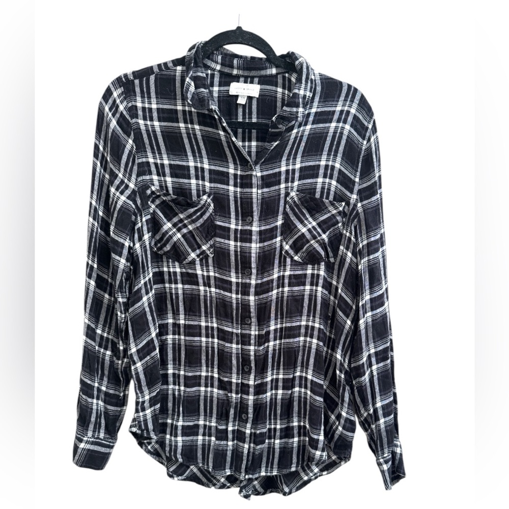 Lucky brand Black and White Plaid flannel Button-Up Shirt